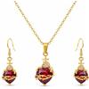 Zxcog Set di collana e orecchini a forma di cuore sacro da donna, con ciondolo a forma di cuore rosso di Gesù, collana dorata con zirconi, orecchini pendenti a forma di croce, alla moda, vintage