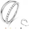BodyBonita Triplo/Doppio Piercing Naso Anello - 316L Acciaio Chirurgico Septum Piercing Clicker 16G/18G/20G Cz Conch Jewellery Cartilagine Nostril Orecchino Helix Rook Trago Oro/Nero/Argento/Oro Rosa