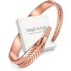 MagEnergy Braccialetto in rame puro per uomini e donne, con piume e foglie | 100% rame puro; design foglia piuma; bracciale aperto polsino; vestibilità regolabile; stile artigianale fatto a mano