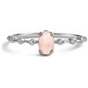 PERIMADE Anello placcato in oro 18 carati con quarzo rosa, delicato ovale con gemma di cristallo rosa, ipoallergenico, in argento Sterling 925, anello impilabile per donne, compleanno, amicizia