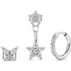 GD GOOD.designs Set di orecchini a bottone da donna - Set per 3 fori in acciaio chirurgico placcato oro 18K, oro rosa o argento - Cerchi e zirconi resistenti all'acqua
