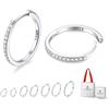 Just Being Cute Orecchini a cerchio piccoli per donna, argento sterling massiccio con zirconia cubica, orecchini huggie placcato oro bianco 14K｜Ipoallergenici, leggeri, ideali per uso quotidiano e regali carini