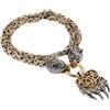 Flongo Men's Viking Wolf Pendant Necklace: Stainless Steel Wolf Head Norse Amulet - King Chain Pirate Jewellery with Odin Warrior Bear Claw Agletfor Gift for Men Father's Christmas Valentine's Day