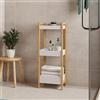 [en.casa] Scaffale da Terra con 3 Cestini Portaoggetti Mobile da Bagno Salvaspazio in Bambù con Ripiani per Lavanderia Cucina Ufficio 78 x 80 x 40 cm - Color Naturale/Bianco
