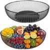 Wapasezyar Set di 2 cestini per frutta, 28 cm, in metallo nero, per cucina, pane e | metallo antiruggine, design ventilato, fondo antiscivolo, versatile come decorazione da tavolo e portaoggetti