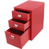 Treeisland Cassettiera mobile con 3 cassetti, armadietto da ufficio con ruote, in metallo, per ufficio, studio, colore rosso