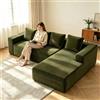 KUAKE Divano a forma di L con chaise longue, divano modulare moderno, divano imbottito con chaise longue a sinistra, senza montaggio, adatto per il soggiorno (Green-B)