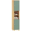 HOMCOM Mobiletto alto da bagno a terra 2 ante 30x30x166cm Verde | Armadietto sottile per bagno, ripiani regolabili, ripiani aperti