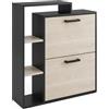 FRANKYSTAR Sena - Scarpiera 2 Ante 80x90x24,5 cm 12 Paia con Mensole Svuotatasche in Legno Nero