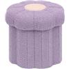 Bonlife Ottoman con coperchio in Bouclé Fiori, Poggiapiedi pieghevole dolce, Piccola scatola portaoggetti per soggiorno, cameretta dei bambini, spazio piccolo, Viola, 32x32x29cm