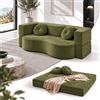 FGNIXLN Divano Letto Pieghevole 2 in 1, Divano con Funzione Letto Senza Struttura Rigida, Sofa Bed con 2 Cuscini, Letto Ospiti Pieghevole per Soggiorno, Camera da Letto e Ufficio,Verde(150 x 50 x 64 cm)