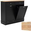 GIANTEX Buffet da Cucina con Pattumiera Doppia Basculante, Piano in Legno di Gomma, Tagliere Integrato, 2 Cassetti, Mobile per Raccolta Differenziata, Mobile Pattumiera per Cucina e Lavanderia