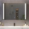 FORABAMB Specchio Bagno Contenitore, Specchiera Bagno Pensile, 80x17x60 cm | Illuminazione LED a Tre Colori, Presa di Ricarica, Ripiani Regolabili, Pulsanti touch, Specchio HD, Chiusura Magnetica