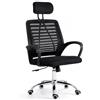 A.M.C. Sedia da Ufficio Professionale Ergonomica con Poggiatesta Regolabile, Schienale Traspirante in Mesh, Seduta Imbottita, Altezza Regolabile e Base Cromata con Ruote 360°