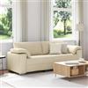 Traylux Divano a 3 posti, in tessuto color crema, 220 cm, imbottito, per soggiorno, funzione relax, spazio per riporre oggetti, design moderno, durevole, comodo, versatile, per camera degli ospiti e