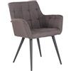 CLP Poltroncina Design Lyss In Stoffa Con Braccioli I Sedia Pranzo Imbottita Telaio In Metallo I Poltrona Ospiti Ufficio Trapuntata Colore:grigio scuro