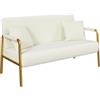 Yaheetech Divano 2 Posti in Velluto con Braccioli Beige | Divanetto Moderno, Gambe in Metallo Color Oro, per Camera da Letto, Soggiorno, Ufficio, Domestico, Monolocale