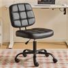 VINGLI Sedia Girevole in Finta Pelle, Sedia Scrivania senza Braccioli regolabile in altezza 10cm, Sedia per Camera da Letto, Salotto, Riunione e Ufficio (Nero)