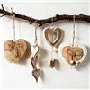 XBAIPIN 4 Cuori Decorativi in Legno da Appendere con Nastro - | Pendenti in legno per decorare finestre, corridoio, camera da letto, soggiorno e matrimoni