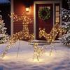 Outsunny Set 3 Renne Natale Luminose da Esterno 120cm, 200 LED Bianco Caldo | Renne Natalizie Decorazioni per Interno, 8 Modalità di Illuminazione, Timer, IP44, Patio e Giardino Riparato, Casa, Marrone