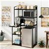 PUNCIA Scaffale da Cucina con Angolo Caffè e Piano di Lavoro Alto 87 cm | Supporto per Microonde Tavolino con Ripiani Aperti Supporto da Bar per Salotto Dormitorio Appartamento (Nero)