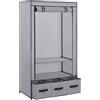 zuentd Armadio pieghevole in tessuto grigio con divisori 87 x 49 x 159 cm | Tessuto non tessuto, tubi di ferro, resistenti all'umidità, portatili, pieghevoli, per camera da letto, cantina, soffitta