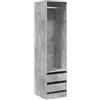 zuentd Armadio con cassetti Grigio cemento 50x50x200 cm Legno | 2 cassetti, asta appendiabiti, a base di legno, facile da montare, design compatto