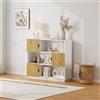 [en.casa] Libreria Bassa Scaffale Moderno a 3 Livelli con Vani Aperti e Chiusi con Ante Mobile Contenitore per Soggiorno Ufficio Studio 102x120x30 cm Bianco/color Legno