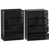 HOMCOM Cassettiera 4 Cassetti per Camera da Letto 55x34x80 cm Nero Lucido | in Legno, Comò Cassettiera, Moderno e Multiuso