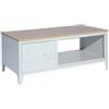BAKAJI Tavolino Divano Tavolo Caffè da Salotto Rettangolare Design Moderno Industriale in Metallo Legno MDF con Ripiano Inferiore e Mobiletto con Anta Dimensione 120 x 40 x 46 cm Colore Bianco