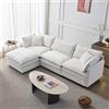 Piaenon Divano angolare modulare a 3 posti, in ciniglia di alta qualità, con chaise longue e sgabello, comodo divano a L per piccoli appartamenti, soggiorno e lounge, traspirante, beige