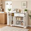 anrekl Credenza da Cucina in Legno con Piano di Lavoro | Cassettiera con Ante e Cassetti, Credenza da Cucina con Piano, Credenza Bianca, 105x40x84,5 cm