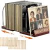 VETOLAKA Supporto per dischi in vinile, scalabile, stile retrò, per 30-70 LPs, in legno massello, con divisori per album, scaffale, organizer