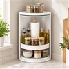 JS Space Organizer Angolare Cucina Girevole 360°, Scaffale da Piano Cucina | Portaspezie Salvaspazio per Bottiglie, Barattoli e Condimenti(L)