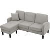 Azkoeesy Divano Angolare Forma L con Chaise Longue 3 Posti, Reversibile Modulare, 166 cm, Tessuto Lino-Cotone, per Soggiorno, Appartamento e Ufficio