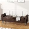 Ckaff Panca Fondo Letto Matrimoniale 160cm, Panca Contenitore Camera da Letto in Pelle PU, Cassapanca Pouf Organizzatore con Braccioli Arrotolati per Camera da Letto Soggiorno Ingresso, Marrone nero