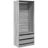 zuentd Armadio Sonoma grigio Dab 80x50x200 cm in materiale a base di legno | Con 1 scomparto e 2 cassetti, resistente all'umidità, compatto, minimalista, per il corridoio