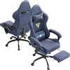 Lointain Sedia Gamer in Velluto con Massaggio e Poggiapiedi, Blu | Poltrona Gaming Ergonomica con Schienale Inclinabile, Poggiatesta, Altezza Regolabile e Ruote PU 360° per Studio e Ufficio