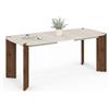 IDMarket - Tavolo da pranzo allungabile TESS 160-200 cm Noce e travertino | Tavolo rettangolare arrotondato 6-10 persone 4 gambe arrotondate