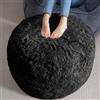 HIGOGOGO Pouf rotondo imbottito in pelliccia sintetica a pelo lungo, con imbottitura in schiuma espansa, poggiapiedi peloso con vano portaoggetti, 65 x 40 cm, pouf da pavimento per soggiorno, colore
