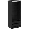 zuentd Armadio autoportante nero 80 x 50 x 200 cm a base di legno | Polacco MDF, design minimalista, resistente alla temperatura, facile manutenzione, rettilineo