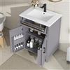 ZKLOEP Mobile da bagno da pavimento con lavandino, completamente laccato, 60 x 46 x 84,8 cm, mensole a doppia porta, pratici cassetti, ripiani regolabili, lavabo in ceramica integrato, grigio