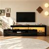 MAMAINI 192 x 37 x 53 cm, mobile TV con 3 armadi, supporto e mobile TV, mobile basso lucido e tavolino TV, mobile TV e cassettiera, adatto per televisori da 85 pollici, nero