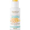 Jean & Len Sensitive Latte solare SPF 50 resistente all'acqua, protezione immediata per viso e corpo con vitamina E, con filtri UVA + UVB, si assorbe rapidamente, formato da viaggio vegano da 50 ml