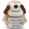 MLABINYA Peluche bradipo positivo, bambola di peluche all'uncinetto con biglietto di incoraggiamento e moneta portafortuna, regalo di supporto emotivo per donne e uomini, simpatica decorazione per