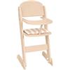 howa Seggiolone per bambole Stripes, in legno, con cuscino da seduta, 28403 | Seggiolone per bambole mobili fino a 48 cm, beige, con cuscino a righe