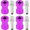 Dilwe Adattatore Ruota RC, 4 Pezzi Adattatore Esagonale in Metallo per D90 AX10 CC01 SCX10 Auto RC (20mm Viola)