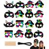 AEIOPRS Maschere Halloween Scratch Art, 24 Pezzi Maschera di Zucca di Halloween con Rivestimento Nero da Graffiare, Kit Ideale per Feste, Compleanni e Laboratori Creativi