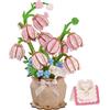 ROWOOD Puzzle 3D in legno rosa mughetto, kit modello fiore fai da te | Mughetto rosa in vaso, fiori artificiali in legno, per adulti e ragazzi, decorazione per la casa e per gli appassionati di
