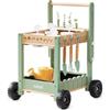 ROBUD Attrezzi da giardino per bambini con carrello in legno, attrezzi da giardino con annaffiatoio, pala, rastrello a mano, vasi per piante e tubi idroponici, set da giardino educativo per ragazzi e